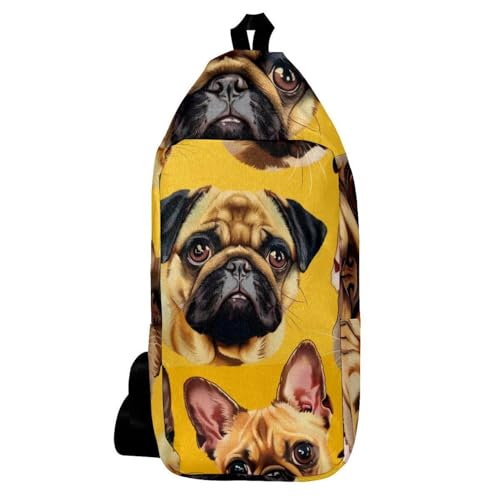 Sac à dos à bandoulière mixte motif chat chien sacoche poitrine