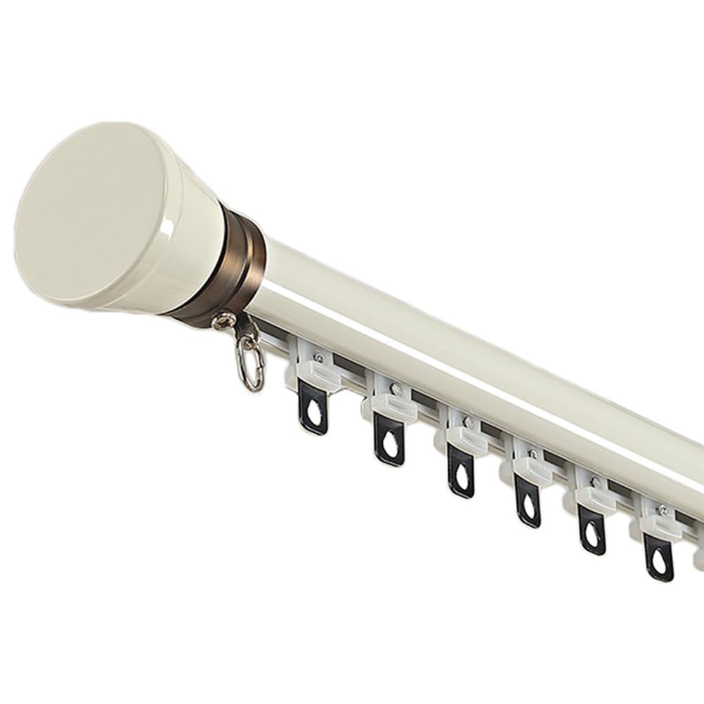 GLDYTVF HighStrength Aluminum Curtain Rod& Stylish with BracketElegant White Single Pole for Heavy CurtainsModern Home Décor Solution