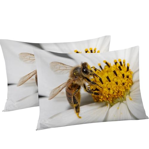 Parure de lit 3 pièces imprimé fleurs et abeille avec finitions soignées en fermeture éclair - 8
