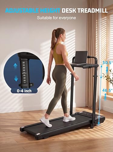 Image of ANCHEER Treadmill with 12% /15% Incline, Folding Walking Pad with Handle Bar, 320-450lb Capacity Under Desk Foldable 3.5HP Treadmills for Home /Office /Gym,Installation-Free