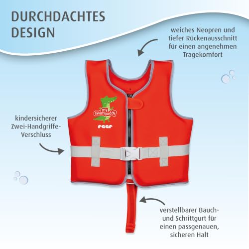 reer myswimbuddy kamizelka do nauki pływania, pomoc w pływaniu dla niemowląt i małych dzieci, bezpieczna nauka pływania, S (15-19 kg), M (19-30 kg)