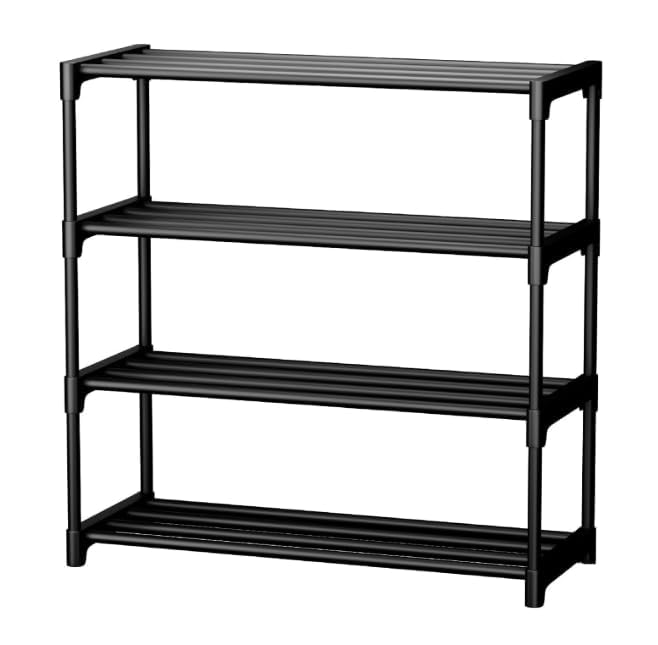 4-Shelf Foldable Plastic Shoe Rack, Black, Modern Style, Matte Finish, 50x28x58 cm, for Shoe Storage-image-43