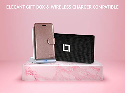 LUPA iPhone X Wallet Case-Slim & Lightweight iPhone X Flip Case with Credit Card Holder - iPhone 10 Wallet Case for Women & Men - Faux Leather iPhone Xs Purse Cases – Wristlet Rose Gold