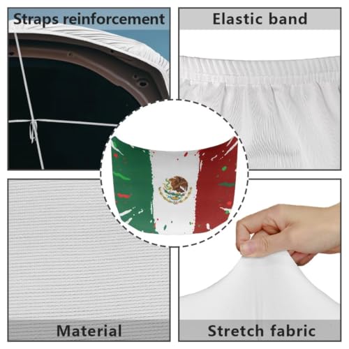 Image of Mexican Flag Style Car Hood Cover Protector Stretchable Car Hood Wrap Blankets Mexican Independence Day Decorations Automotive Exterior Accessories for Compact SUV Sedans Trucks Pickup