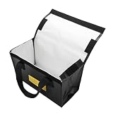 OVAQUIXI Battery Safe Bag Explosionproof Fireproof Charging Bag Flame Retardant Storage Pouch with Portable Handle for Charging and Storage Protection (Black)