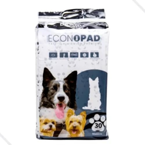 Tapete Higiênico Para Cachorro Gato Pet Econopad 90x60cm Pct 30Un Carvão Bambu Ativado Tapetinho Pre