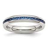 ICE CARATS Stainless Steel 4mm September Blue Cubic Zirconia Cz Band Ring Size 6.00 Birthstone...