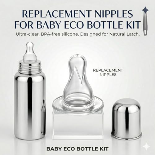 Image of Y.GOYAL&CO. Stainless Steel Baby Feeding Bottle 250ml with Silicone Nipples and Cleaning Brush, BPA Free, Anti Colic Valve, Wide Neck for Newborns Babies, Infants, and Toddlers (PK-8-GRY)