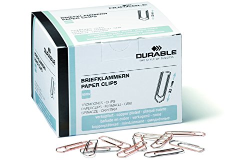 Durable 120924 Boîte de 1000 Trombones 32 mm Cuivré