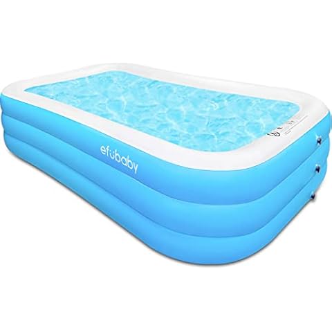 Inflatable Swimming Pool efubaby 120" X 72" X 22" Blow up Full Sized Inflatable Pool for Adults Toddler Kids Age 3 + And Family - Backyard Kiddie Pool Light Blue Cover