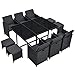 Produktbild Juskys Polyrattan Sitzgruppe Baracoa XL 11-teilig wetterfest & stapelbar  Gartenmöbel Set mit 6 Stühle, 4 Hocker & Tisch für Garten & Terrasse