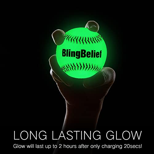 Image of Super Bright Glow in The Dark Baseball,Soccer Ball,Volleyball,Football, Light Up Luminous Baseball, Official Size and Weight Football, Recreational Use Practice Volleyball