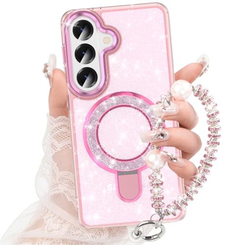 Coque Samsung S26 Plus silicone antichoc transparente rose à paillettes