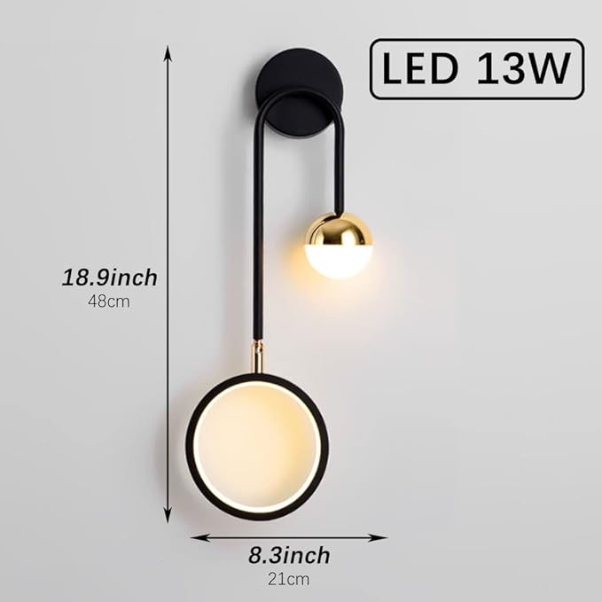 HTCAT HTCAT Wandlamp 18,9 Inches Led Iron Art Wall Schonce Slaapkamer Bedroom Luxe Wand Licht Woonkamer 3 Kleur Dimmuur Wall Lantaarn Hotel Badkamer Trappen Aisle Corridor Noordse Wandmand Lamp/B/Right photo 3