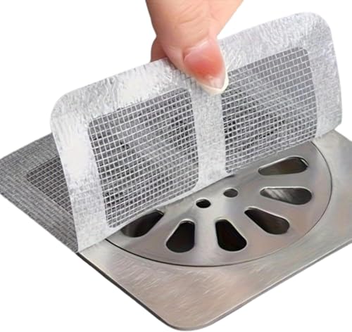 [10 PCS] Shower Drain Hair Catcher Stickers Disposable Sink & Floor Drain Filter Mesh for Bathroom Kitchen & Pet Bath Prevent Clogs Block Insects Protect Jewelry Easy Peel & Stick