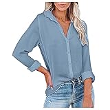 Women's Elegant Off Shoulder Tops Herbstliches Langarm-Freizeit-T-Shirt Blusen mit V-Ausschnitt Top Damen Sommer Damen Tops Sommer Locker Esprit Bluse A Linie Bluse Weiss Damen Elegant L