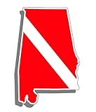 Alabama State Shape Scuba Dive Sticker Diver Down Flag Symbol Vinyl Window Bumper Decal for Cup Boat...