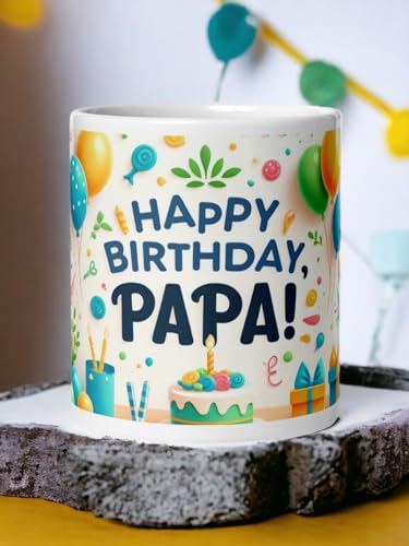 Image of Better Gift Flowers Happy Birthday Papa Customized Mug, Round Shaped Multicolor Themed Coffee Mugs, Mug for Gifting, Gifting Items for Family, Friends & Closed Ones