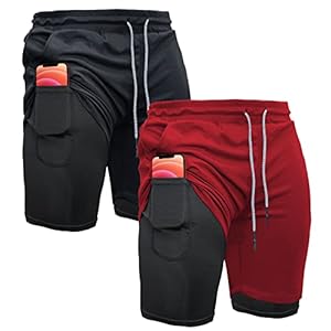 OEBLD Mens Athletic Shorts 2-in-1 Gym Workout Running 7” Shorts with Towel Loop
