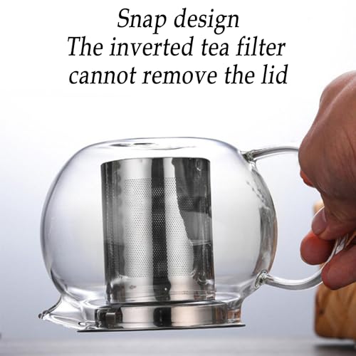 XFLYP 600ml Teekanne Glas Teebereiter mit Abnehmbare Edelstahl-Sieb, Teesieb Glas Teebereiter mit Deckel, Perfekt Perfekt für Losen Tee und Kaffee Teebeutel, Hitzebeständig & Transparent