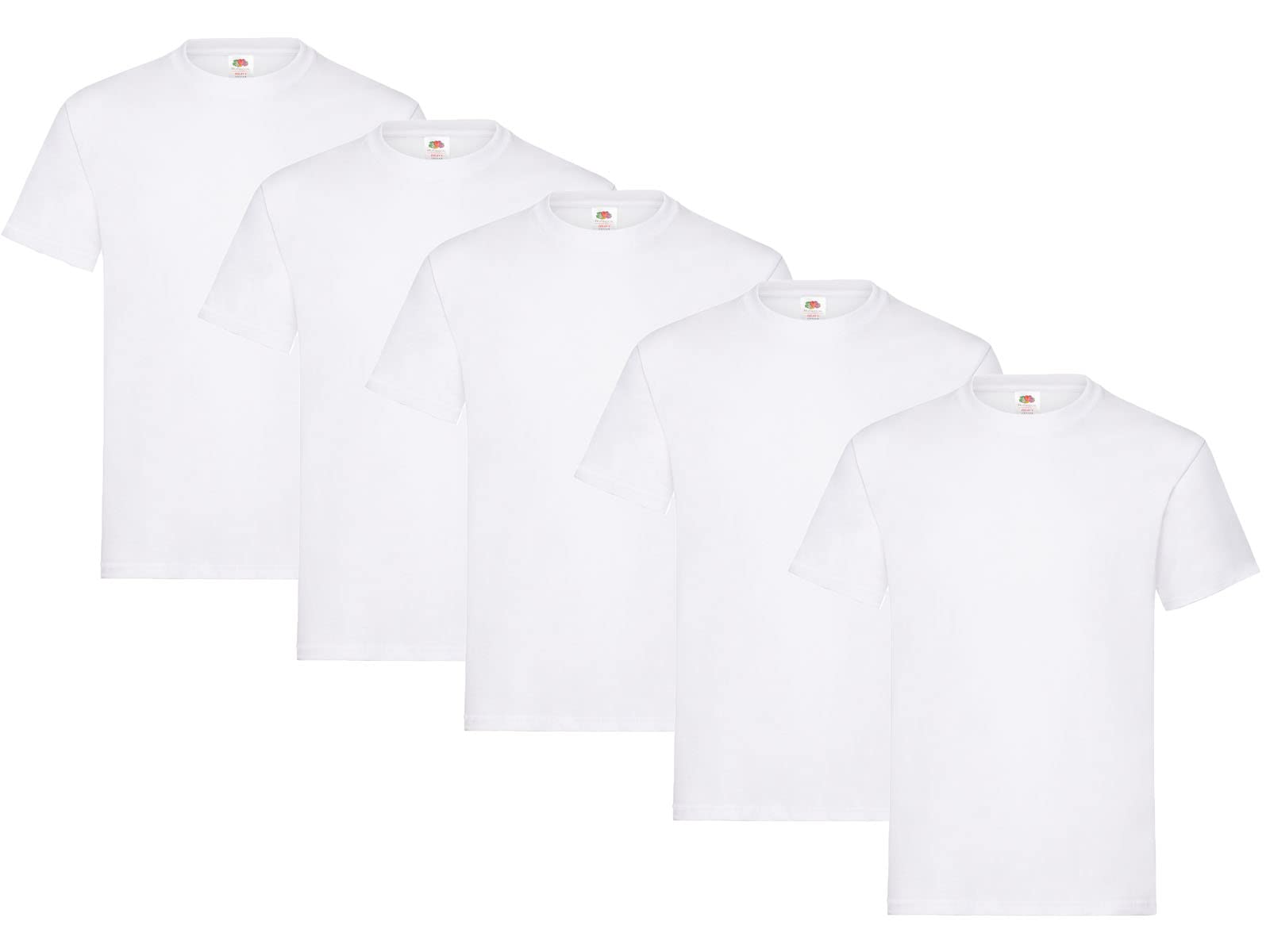 Fruit of the Loom Heavy Cotton - Camiseta Manga Corta para Hombre (Pack de 5 unidades) - Blanco - Talla M