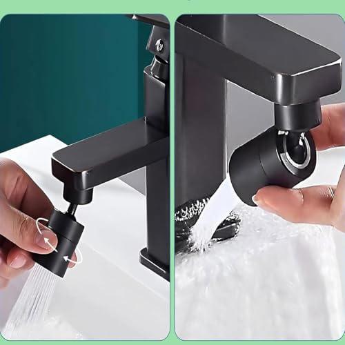 Yuannee Wasserhahn Aufsatz Schwenkbar,Schwarz 360° Drehbarer Wasserhahn Aufsatz mit 2 Sprühfunktion 22mm Gewinde Luftsprudler Perlatoren Wasserhahns für Brause Küche Bad(Schwarz)