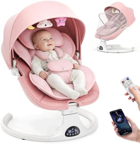 Baby Swing for Infants to Toddler Electric Newborn Swing with 5-S...