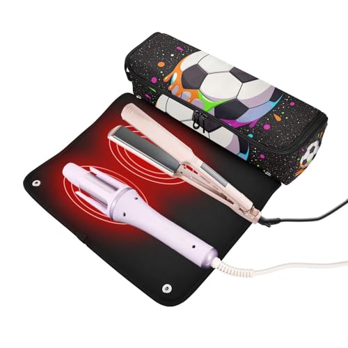Organizador 2 en 1 para herramientas de cabello con tapete resistente al calor para planchas y rizadores de viaje miniatura 2