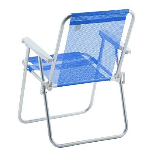 CADEIRA DE PRAIA ALTA ALUMÍNIO BEACH PREMIUM AZUL