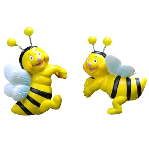 Srcasy 2 Piezas Bonitos Figuras De Abeja Trepadora De Resina, Figuras De Resina Abejas Trepadoras, Estatuas De Abeja, Adorno De Abeja De Resina, Apto para Uso Interior y Exterior