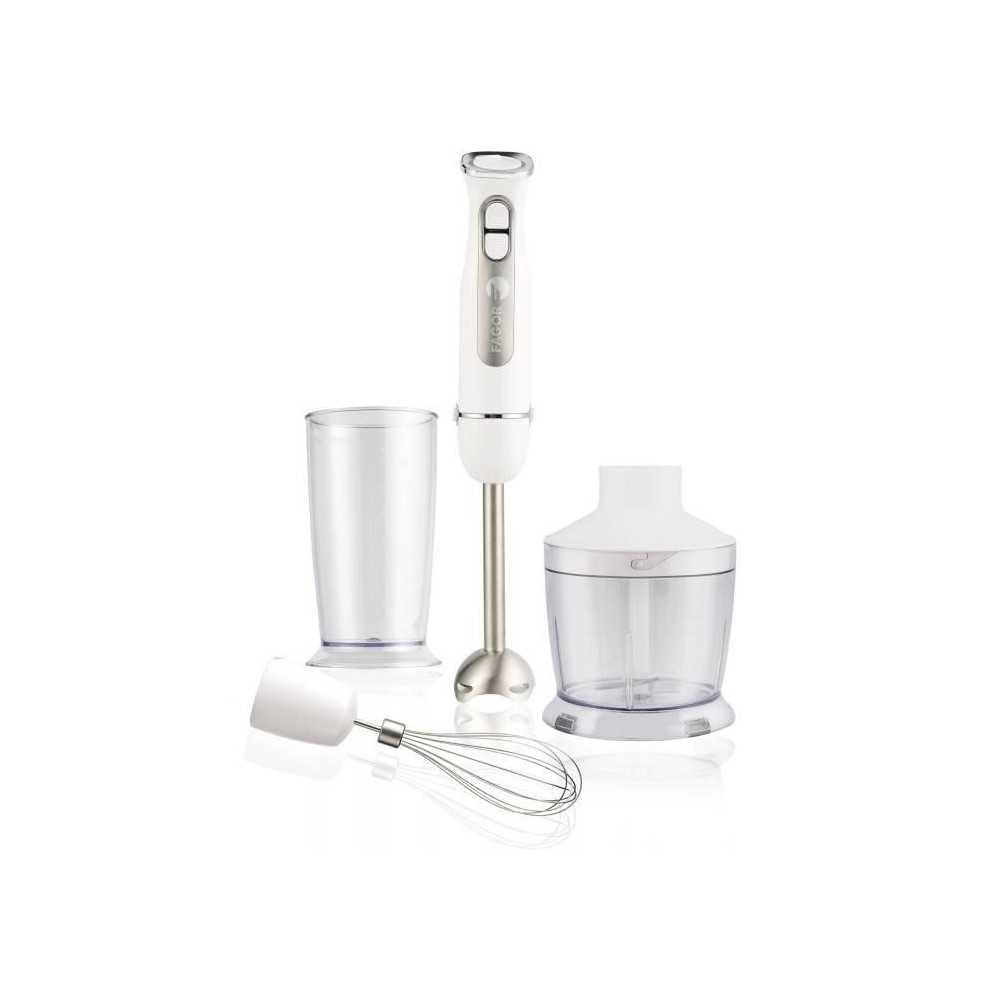 Mixeur Plongeant Fagor FG349-1000W, Multifonction 12 Vitesses et Turbo, Design Élégant Blanc, Idéal pour Soupes, Smoothies, Purées, Sauces, Milkshakes, Bol Hachoir Inclus
