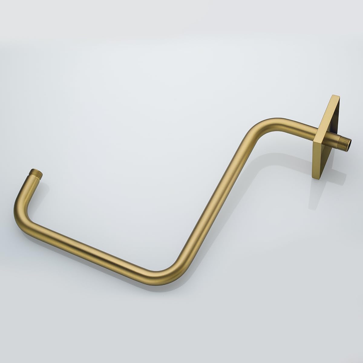 S Shape Shower Extension Arm with Flange, Stainless Steel High Rise Shower Head Extender Pipe 16 Inch Champagne Bronze,SW-91058-16CB-SQ.