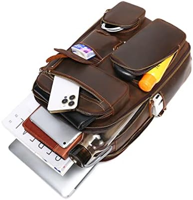 Taertii Taertii Vintage Full Grain Genuine Leather Backpack for Men, 15.6" Laptop Travel Bag Rucksack - Brown 4 Taertii Taertii Vintage Full Grain Genuine Leather Backpack for Men, 15.6" Laptop Travel Bag Rucksack - Brown