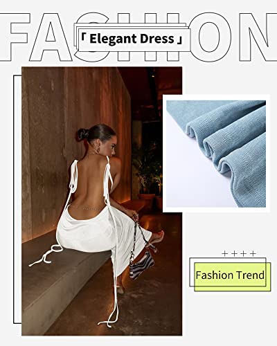 Image of Doweha Women Backless Cowl Neck Cocktail Going Out Dress Halter Slip Long Semi Formal Party 2026 Spring Summer Maxi Dress