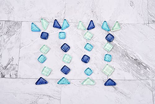 Kitmose 200G Mosaic Tiles Glitter Crystal Stained Glass Mosaic Pieces Turkey Blue Assorted Shape Glass Pieces For Art Craft Diy Projects Home Decoration #TOP7