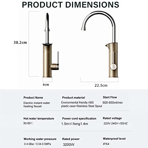 Chauffe-eau électrique instantané 2 en 1 robinet cuisine mitigeur 3200W