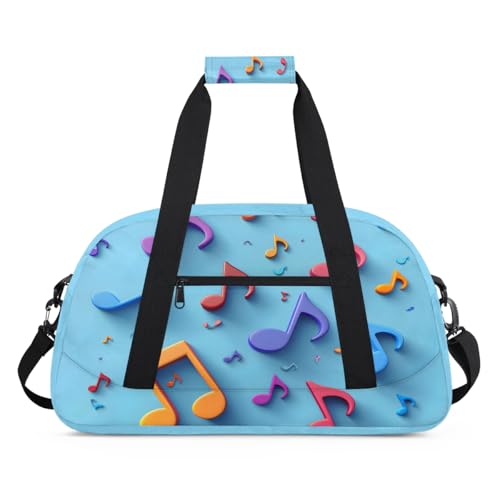 Music Notes Personalized Duffel Bag Weekend Overnight Travel Bag Sports Waterproof Gym Bag Lightweight Dance Bag Sky Blue2