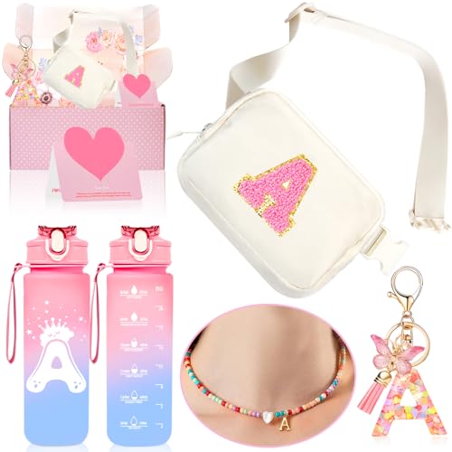 Christmas Gifts for Grandkids Teens Girls, Teen Girl Gifts Trendy Stuff Birthday Gift for 4 5 6 7 8 9 10 11 12 13 Year Old Girl, Stocking Stuffers Initial Fanny Pack Necklace for Kids Women (A)