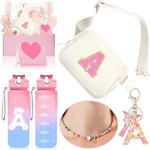 Initial Cross Body Bag Fanny Pack, Personalized Gifts Sets for 4 5 6 7 8 9 10 11 12 13 Year Old Girls, Birthday Teenage Girls Gifts for Teen Girl Kids Daughter Granddaughter (A)