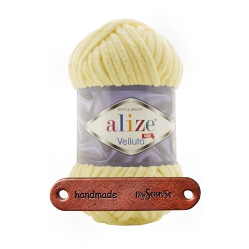 ALIZE 100g Velluto 13 Light Yellow Premium Wolle kuschelweich für Heimtextilien Plüschtiere und Winteraccessoires mit mySearose Label