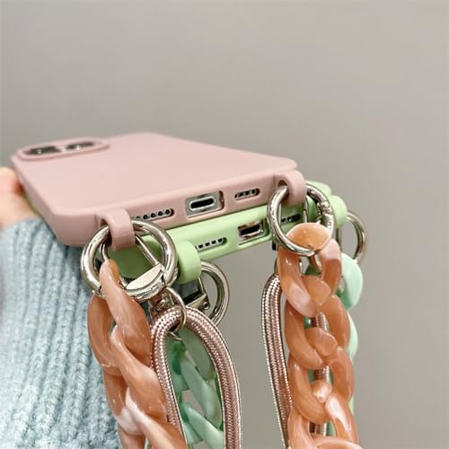 Coque iPhone 15 silicone souple TPU avec chaîne collier et bandoulière amovible