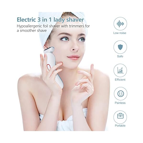 Elektrischer Rasierer für Frauen Bikini Trimmer Rasiermesser für Achseln, Beine,Gesicht, Bikini Elektrische Damen Rasierer für Frauen Nass & Kabellos mit LED Licht Schmerzlos Trocken Wasserdicht – Bild 7