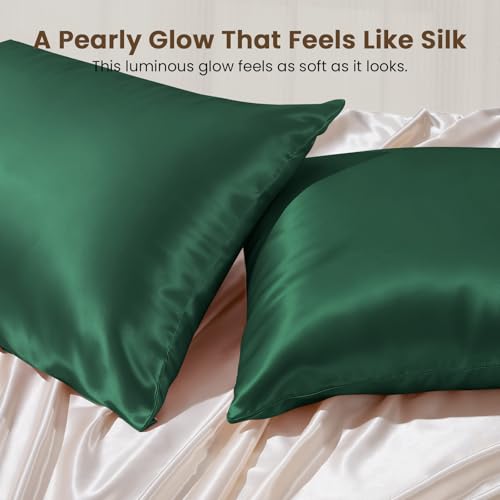 Image of THXSILK 100% Pure Mulberry Silk Body Pillowcase for Hair and Skin - 25 Momme - Upgraded Real Grade 6A+ Silk - Durable, Soft Breathable Silk Pillow Case (Body Size 20 inchx54 inch, Emerald Green)