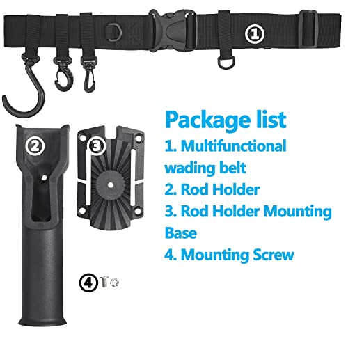 Adjustable Fishing Wading Belt With Rod Holder, Fit Waist Up To 55" #TOP1