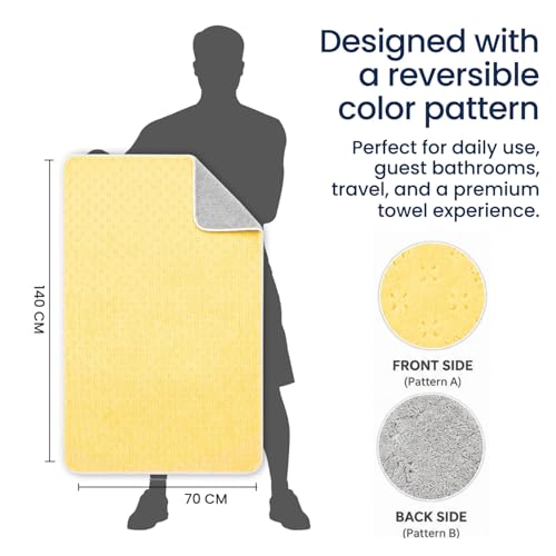 Image of MAXOSHINE Microfiber Towels for Bath Large Size-Reversible Bath Towel for Men and Women-Soft Coral Fleece Towel with Hook 600 GSM Quick Dry Super Absorbent-70 x 140 cm