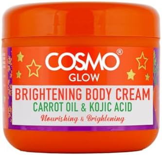 Cosmo Glow Skin Care Brightening Body Cream 300ml/10.1fl.oz, Nourishing, Brightening, Carrot Oil & Kojic Acid, Face & Body Cream, Long Lasting Hydration, Body Care, For Men & Women, All Skins Types