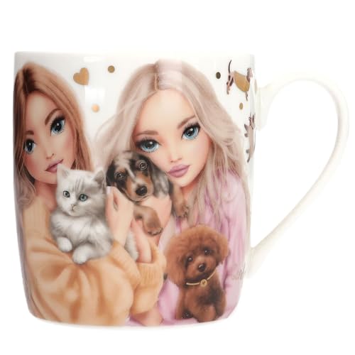 Depesche TOPModel Fur Ever Friends Becher für Mädchen, Keramiktasse mit Haustier-Motiv, Geschenkverpackung