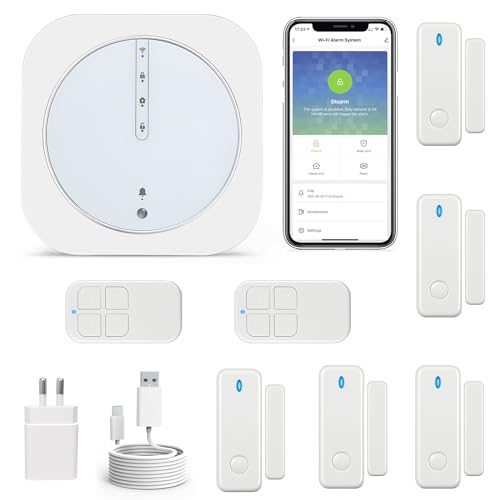 HXLZYF Home Alarm Systems, House Alarms Security System with Phone Alert (Support 5G, 2.4G Wifi), Alarm Siren, Door/Window Sensors, Remotes, work with Alexa, for House Apartment Office, Expandable