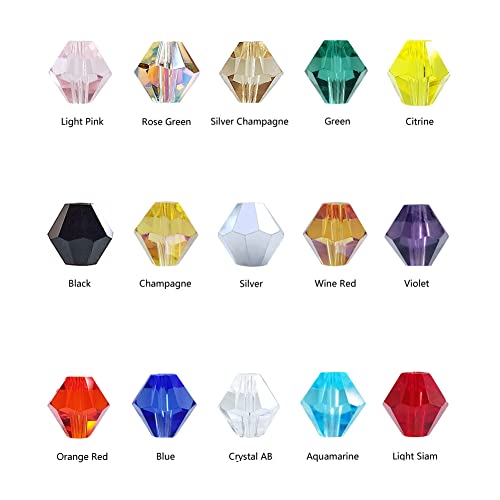 Image of 4mm 2250pcs Bicone Glass Beads for Jewelry Making Faceted Shape Crystal Spacer Beads for Bracelets Necklaces