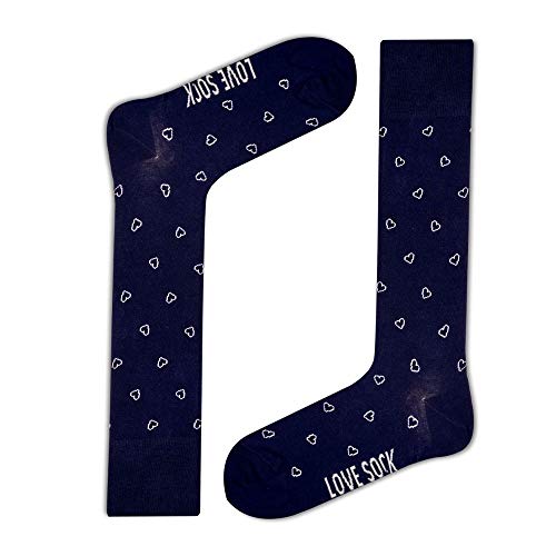 Love Sock Company Hearts socks for men Organic Cotton dress socks (mini hearts navy)